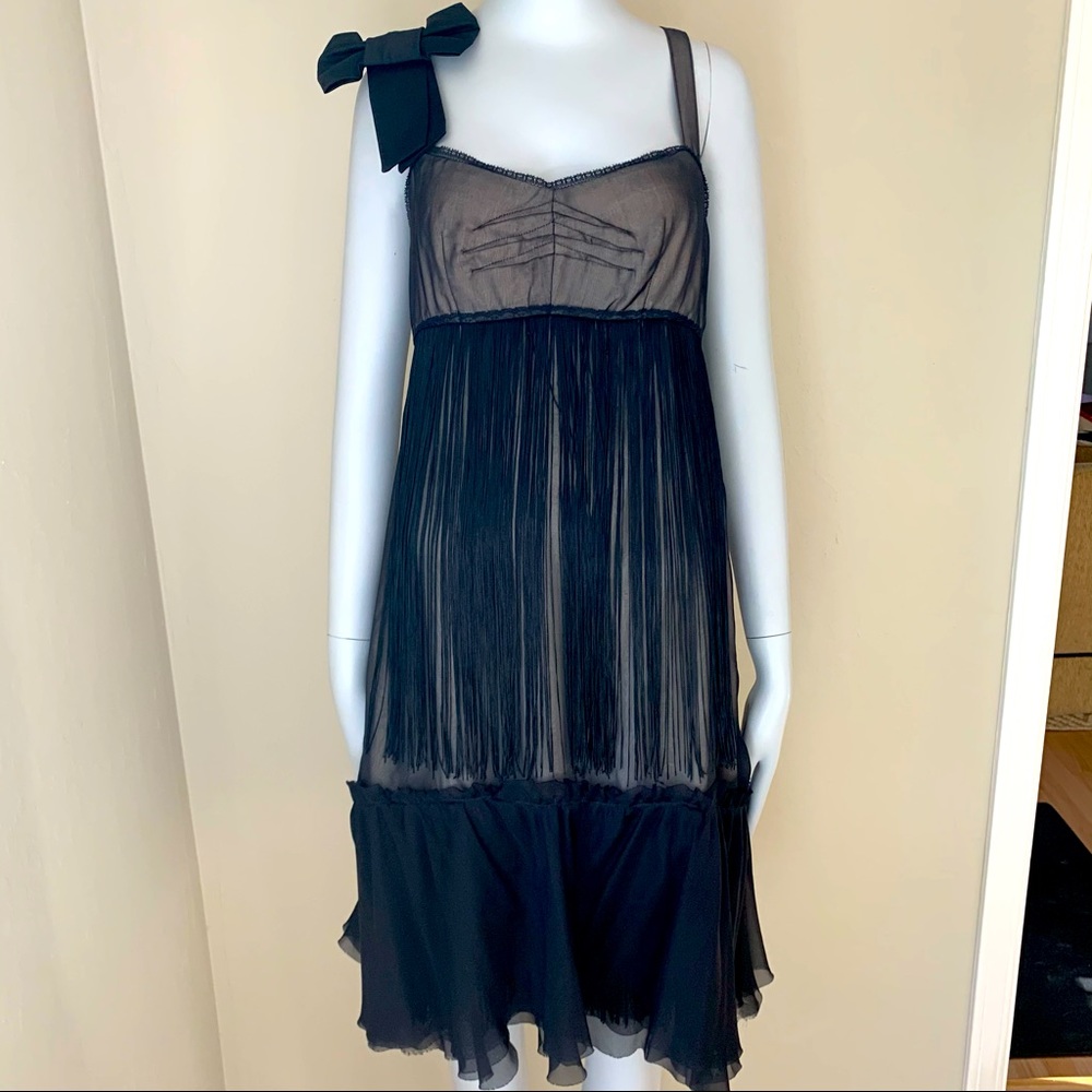 DOLCE & GABBANA Black Silk Fringe Flapper Dress